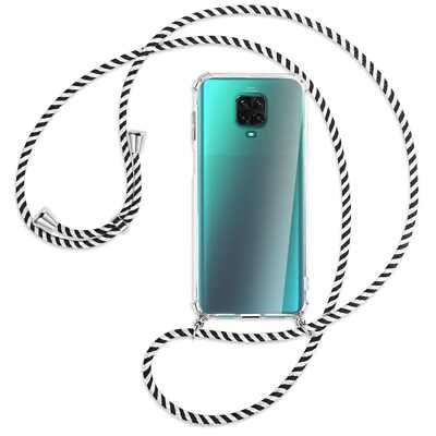 Handykette für Xiaomi Redmi Note 9 Pro / 9S schwarz/weiß Hülle mit Band Kordel