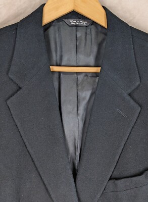 Mark Shale 43L Mens Sport Coat Jacket 100% Camel Hair Black