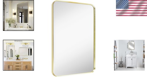Stylish Gold Vanity Mirror 16” x 20” – Shatterproof and Moisture Resistant - Picture 2 of 9