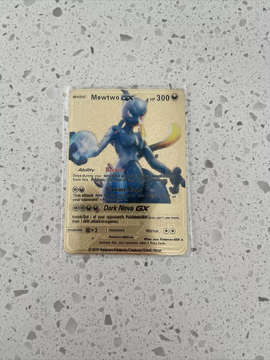 GOLD Mewtwo GX metal collector's Replica