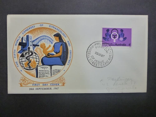AUSTRALIA 1967 5th WORLD GYNACOLOGY CONFRENCE EXCELSIOR FIRST DAY COVER