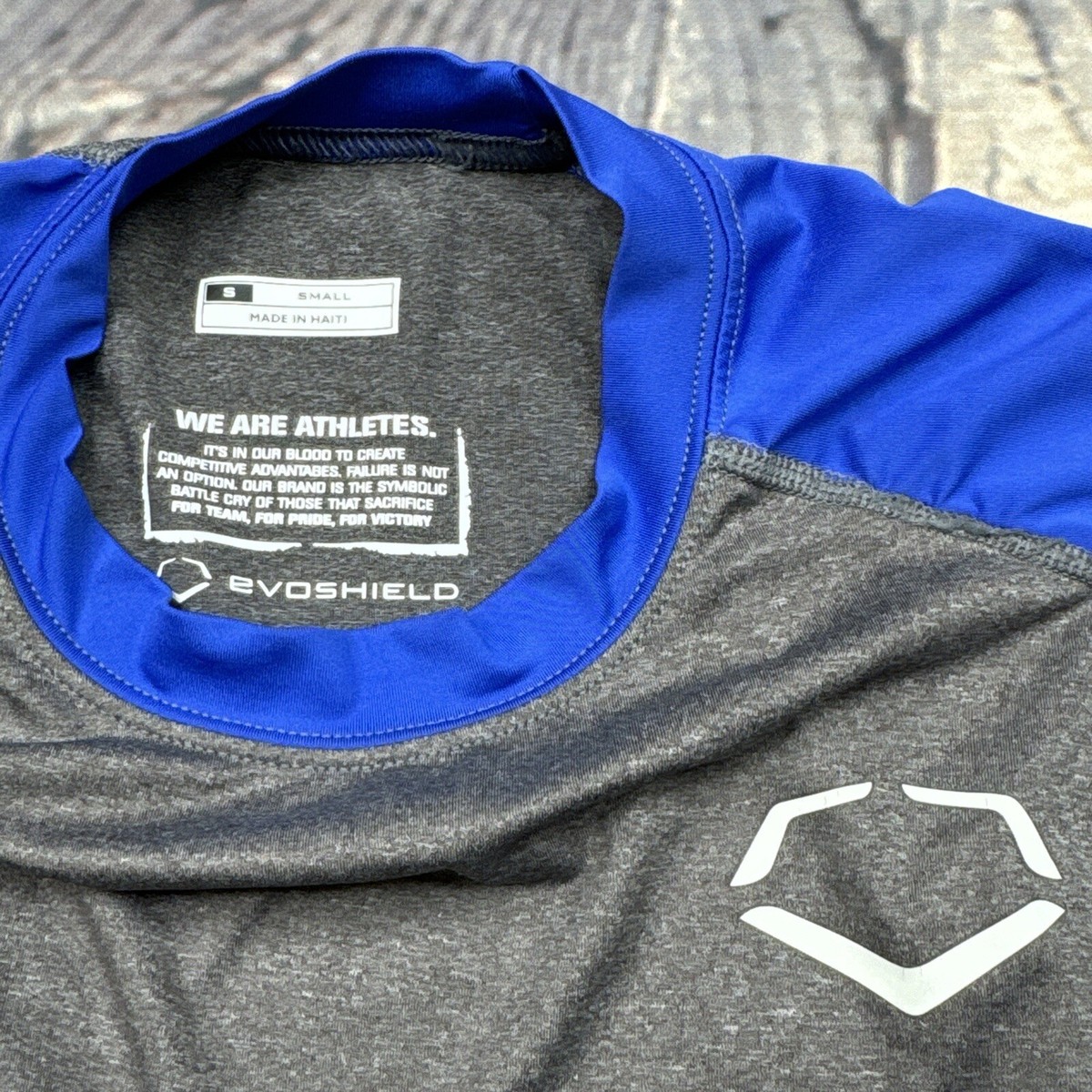 Chemise Entraînement EvoShield Homme – Manches 3/4, Gris/Bleu, Taille M, Occasion