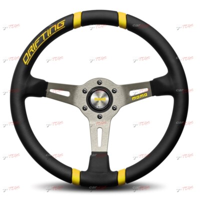 MOMO STEERING WHEEL LEATHER DRIFTING YELLOW 350MM VDRIFT35NEGIR