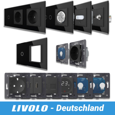 LIVOLO LICHTSCHALTER FUNKSCHALTER STECKDOSEN DIMMER WECHSELSCHALTER SCHWARZ  -A