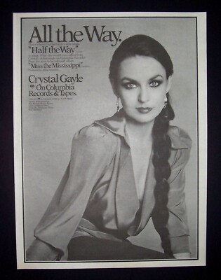 Crystal Gayle Half The Way, Miss The Mississippi 1979 Short Print Poster Type Ad