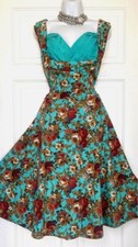 LINDY BOP GORGEOUS FLORAL PRINT 50s FIT & FLARE DRESS SIZE 22