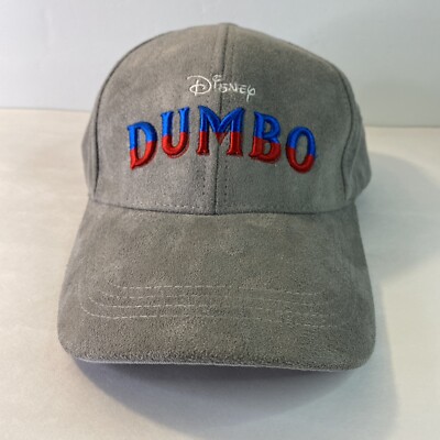 Disney Dumbo Gray Micro-Suede Baseball Cap Adjustable Hat Embroidered  Feather