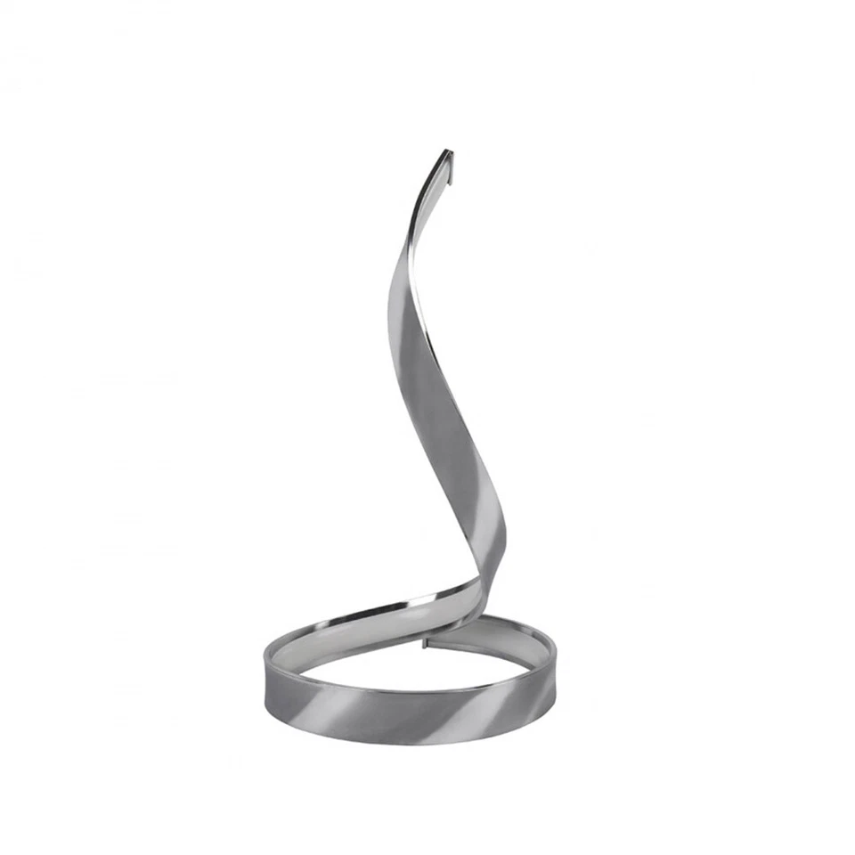 Lampada da tavolo led moderna stilizzata a spirale 12 watt  da comodino argento - Immagine 2 di 4