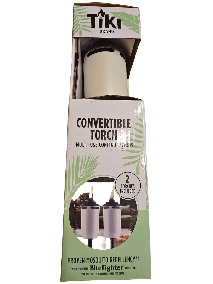 TIKI BRAND Convertible Torch 2 Pack w/ Poles Included Multi Use In Cream Color. - Image 2 of 4