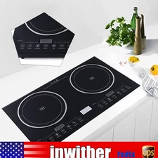 110V Induction Cooktop 2 Burners Electric Hob Cook Top Stove Ceramic Cooktop USA