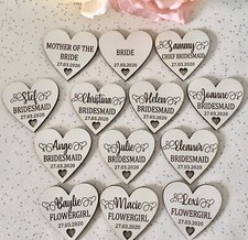 Personalised Laser Engraved Wooden Heart Coat Hanger Tag – Wedding Party Keepsak