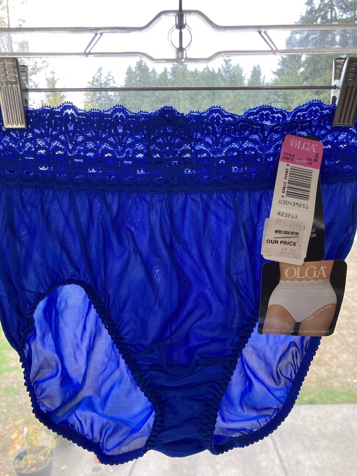 NOS Vintage Olga Hi Bare Leg Brief Panties Size 6 Nyl… Gem