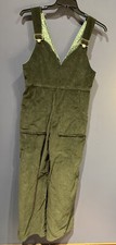 30  Waist Vintage Bib Overall, Dark Green Corduroy, Lined, 1960, Unbranded, Zip