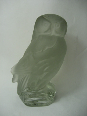 Alte große massive GOEBEL 1978 Glas Figur Eule mit Signatur 2 Kilo