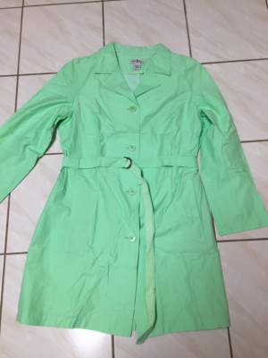 New Women's DUCK HEAD Light Weight Belted Trench Coat, Light Green