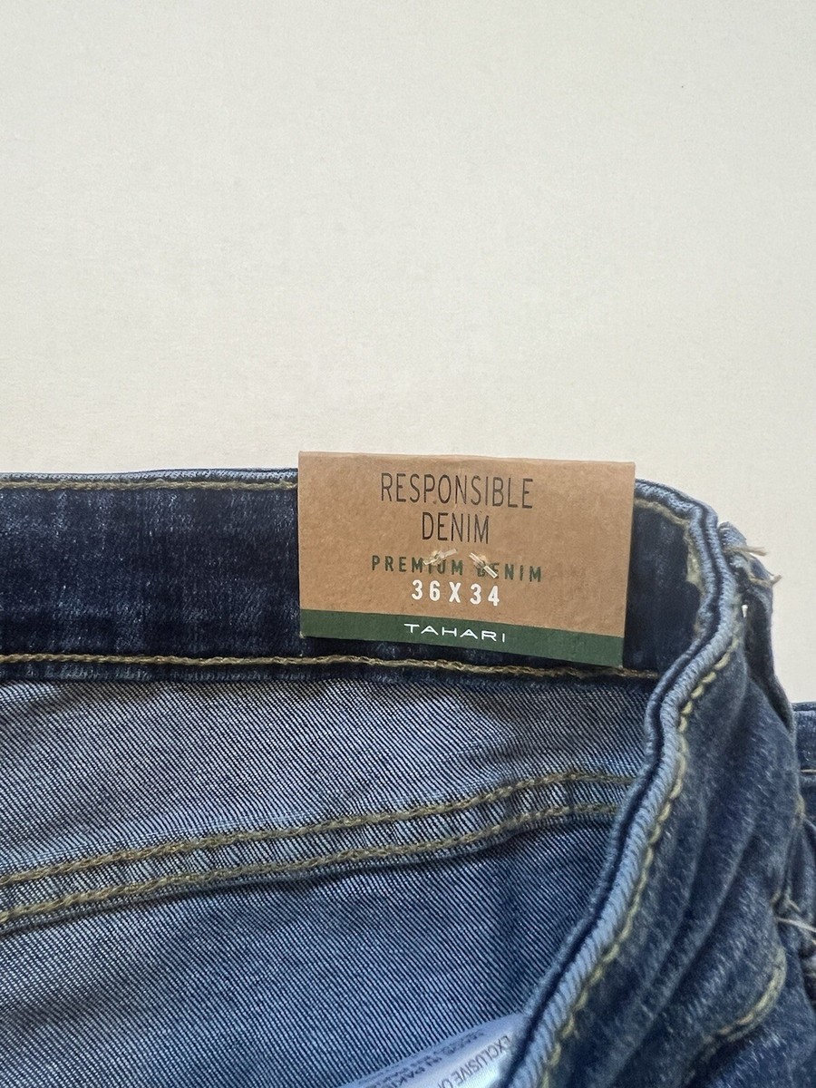 Tahari Jeans Mens 36x34 Skinny Fit Metro Dark Wash Blue Tahari Jeans Mens 36x34 Skinny Fit Metro Dark Wash Blue