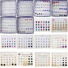 20 Pairs Earrings Set Rhinestone Crystal Pearl Women Ear Stud Jewelry Gift USA