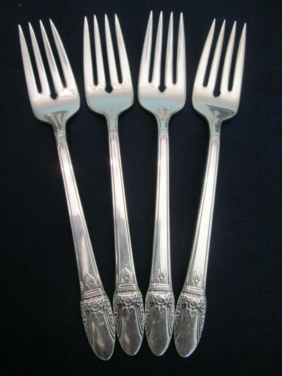 SET SALAD FORKS Vintage 1847 ROGERS INTL silverplate FIRST LOVE pattern  LOVELY