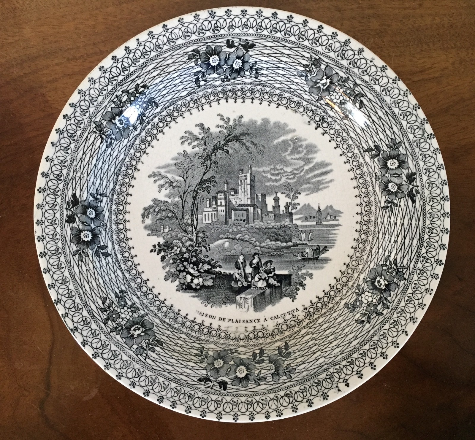 Black Transfer Ware Plate JB Cappellemans W. Smith & Co. Bruxelles Calcutta 19th eBay