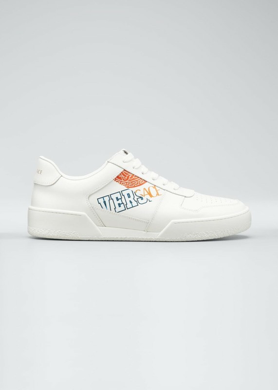 100% AUTHENTIC NEW MEN VERSACE RETRO LOGO WHITE SNEAKER EU 44/US 11