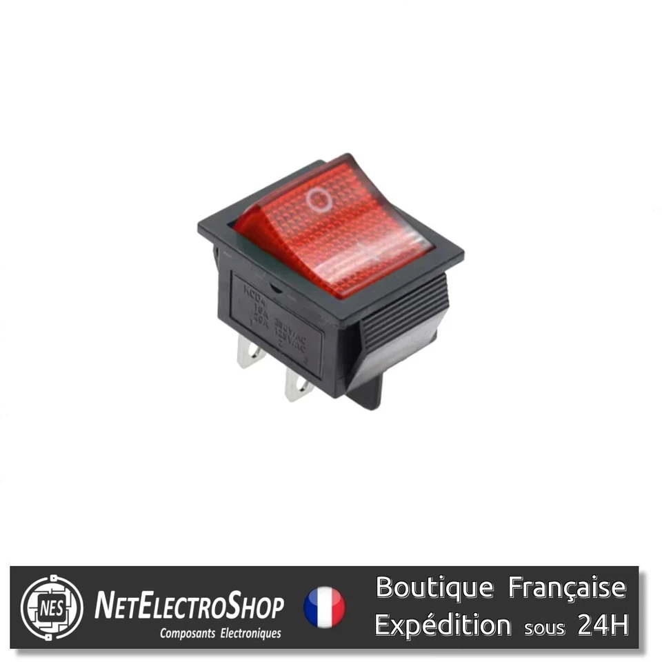 Interrupteur à Bascule KCD4 ON-OFF DPST 250V 16A 25x31mm 4 PINS Rocker Switch - Photo 4/4