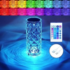16 color LED Crystal Table Lamp Diamond Rose Night Light Touch 