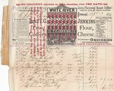 U.S. T C Jenkins 1879 Groceries Tea Cheese Flour Etc Adverts Receipt Ref 37836