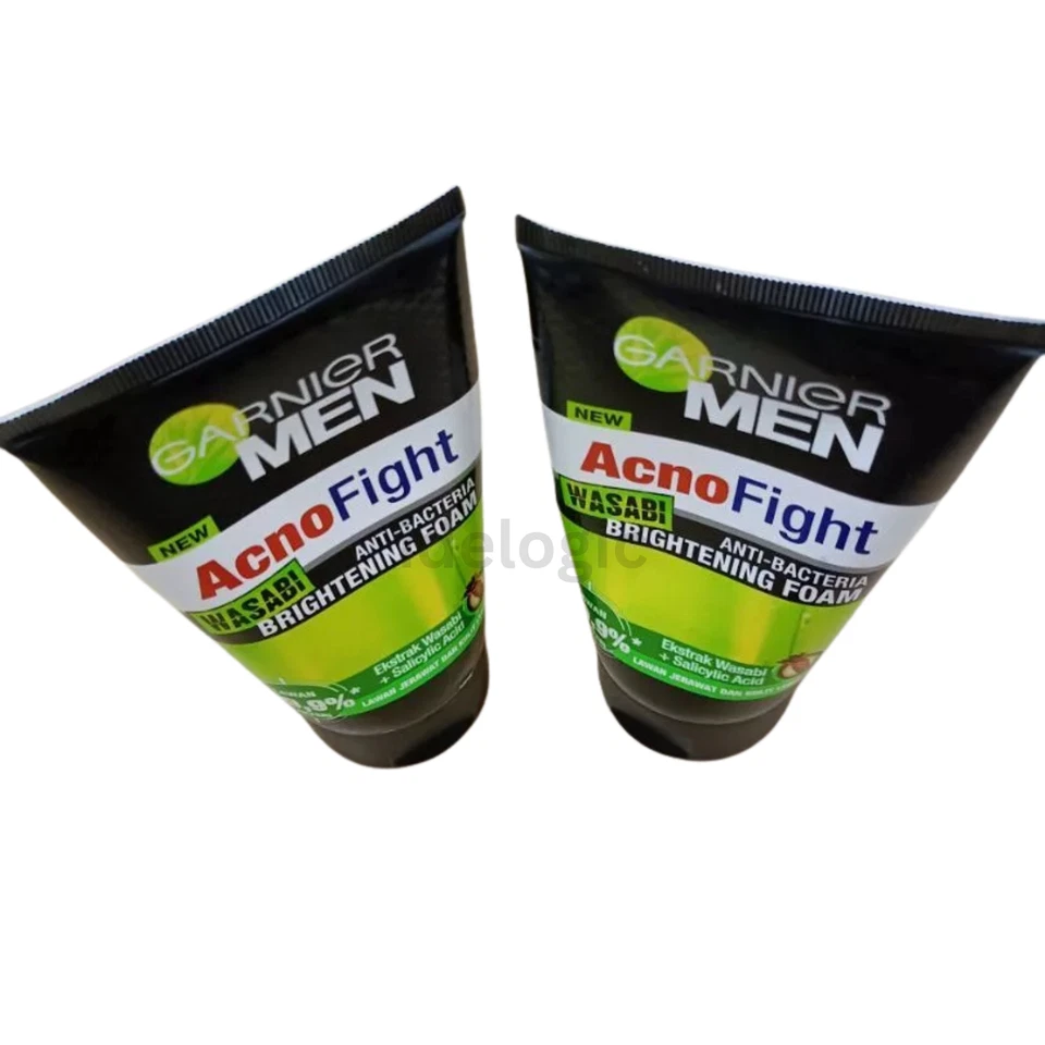 2x Garnier Men Wasabi Face Wash 100 ml - Limpiador de espuma con control de aceite para hombres Foto 3 de 4