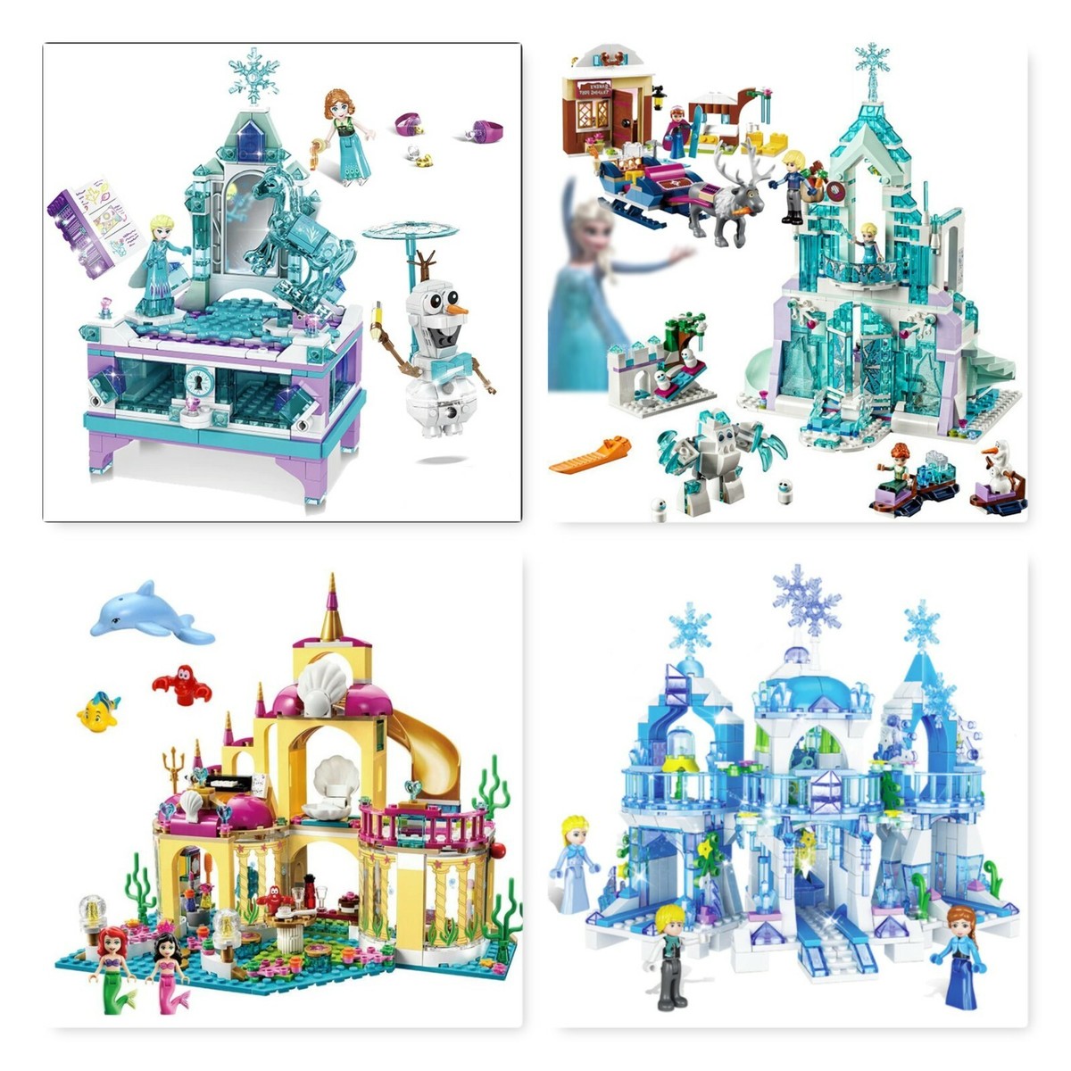 Disney Princess Ice Castle Frozen Elsa Anna Palace Playground Building  Block Set