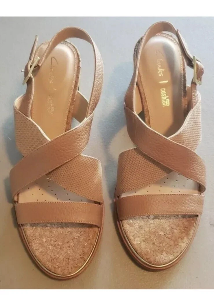 Sandali Clarks Ellis Tilda Praline in pelle con tacco taglia UK 5 5 D EU 39