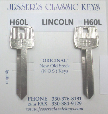 2 Vintage NOS Lincoln Star Nickel H60L Ten Cut Ignition Keys Fit 1985 ...
