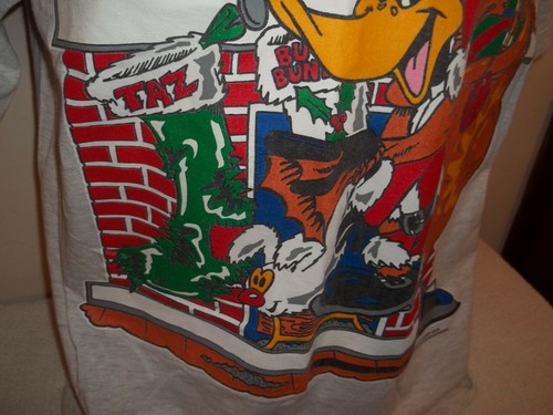 Vtg 1994 Warner Bros Looney Tunes DAFFY DUCK CHRISTMAS SANTA T-SHIRT Size Large - Picture 4 of 9