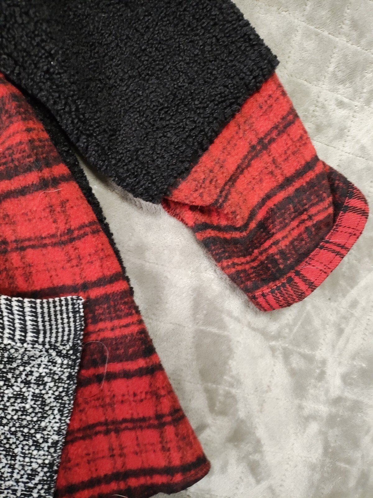 Ali Miles Patchwork Button Sweater Jacket Wool Bl… - image 6