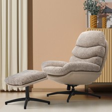 Swivel Recliner Chair and Footstool Upholstered Reclining Armchair with Ottoman