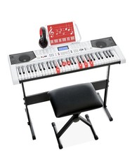 61-Key Beginner Electronic Keyboard Piano Set Lighted Keys Headphones Included
