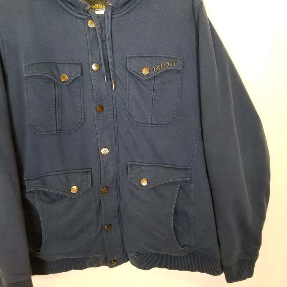Chaqueta de punto con capucha militar Klim para hombre talla 2XL forrada de lana bolsillos azules cremallera a presión Foto 4 de 4