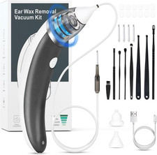 Ear Vacuum Ear Wax Removal Kit with 5 Levels Strong Suction, USB Rechargeable Re