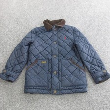 Polo Ralph Lauren Jacket Kids 8 Blue Quilted Snap Corduroy Collar Winter Coat