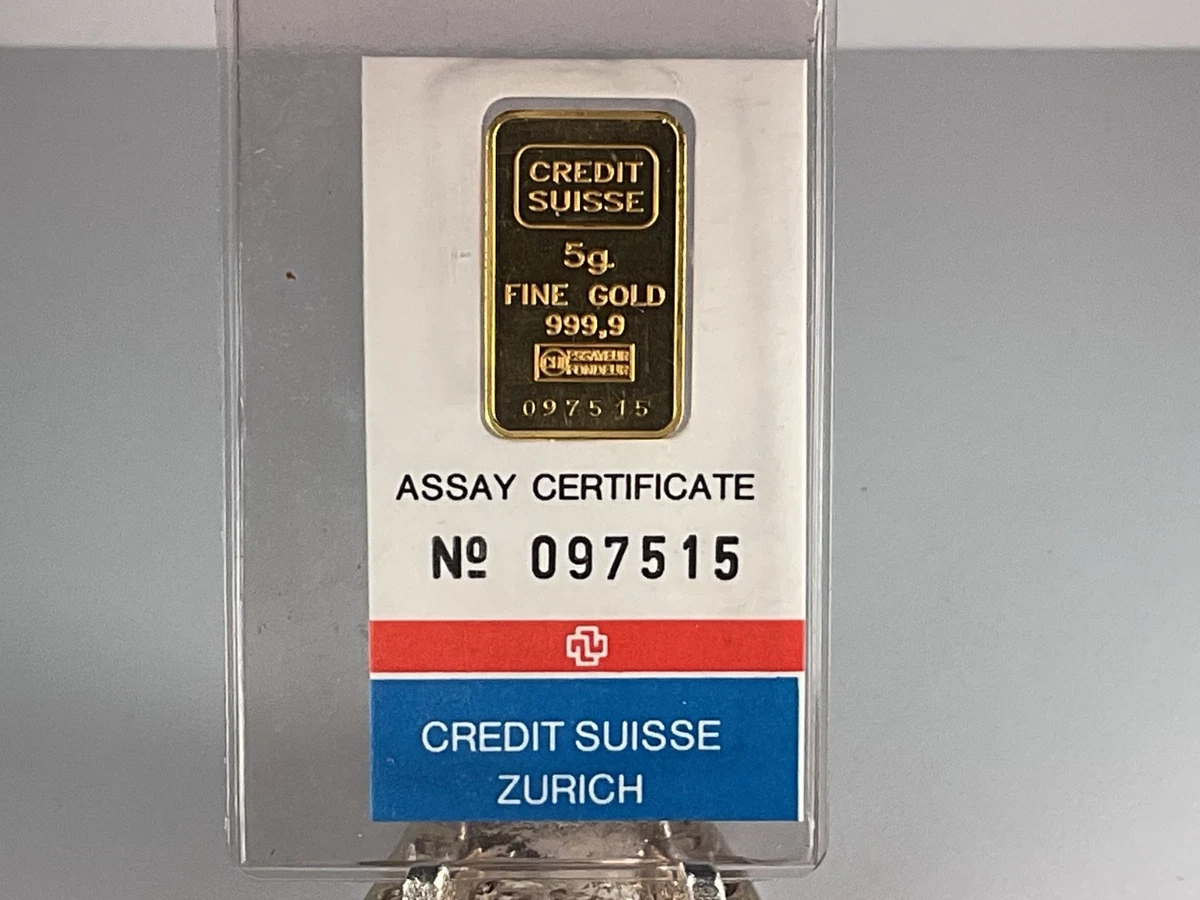 Credit Suisse Gold Bullion Bars and Rounds 5 g Precious Metal
