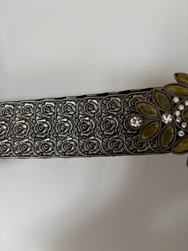Y2K Vintage Silberfarben Stretch Gürtel Strass-Blumenform Schnalle Gürtel Damen - Bild 9 von 11