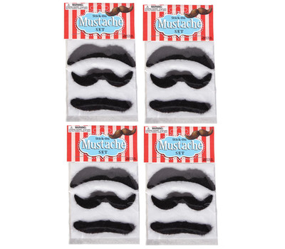 12pk Stick-On Mustaches 3.5'' each Halloween Party Favor Mustaches