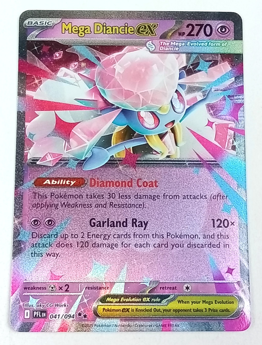 Mega Diancie EX 41/94 Phantasmal Flames Holo Rare Pokémon Card 2025