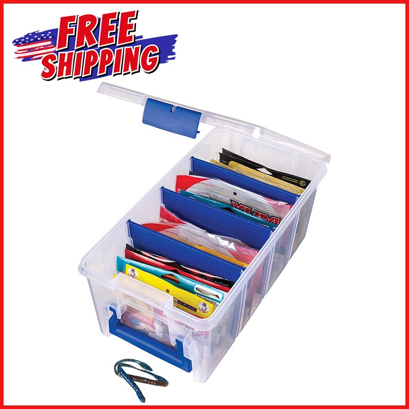 FISHING TACKLE STORAGE BOX Half Satchel Soft Bait Organizer Adjustable Dividers