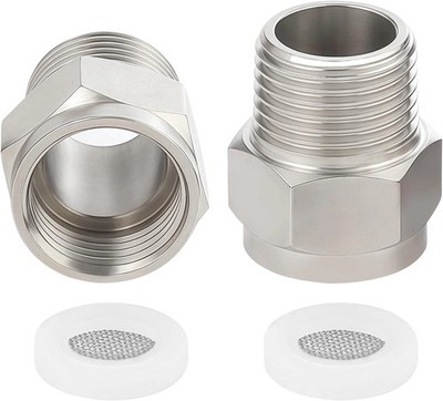 2 Pack 1/2'' G (BSP) Female US 1/2'' NPT Male Brass Pipe Fitting Adapter 1/2 Inch