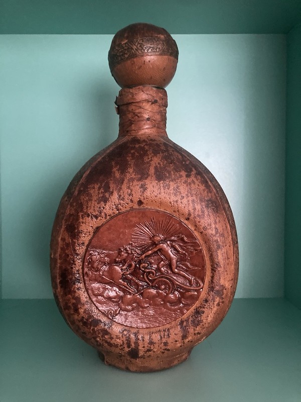 Vintage Leather-Covered Decanter made in Italy
