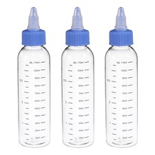 3 Pcs 110ml 4oz Plastic Dispensing Bottle with Twist Cap, Transparent/Blue