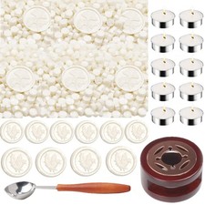 Wax Sealing Beads, 300pcs Pearl White Wax Seal Beads, 1pcs Wooden Wax Seal Wa...