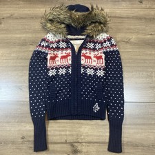 Vintage Abercombie And Fitch 2000s Y2K Fur Hoodie Full Zip Up Petite Jacket