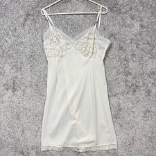 Vintage 60s Van Raalte Slip Dress Sz Medium Cream Coquette Fairy Grunge Layering
