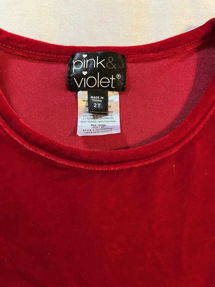 Vestido de Navidad de terciopelo rojo rosa y violeta, talla 2T, ligero fluido usado Z5 Foto 2 de 4